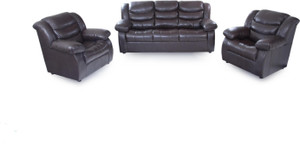 Furnicity Leatherette 3 + 1 + 1 Brown Sofa Set
