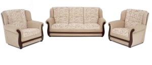 Furnicity Fabric 3 + 1 + 1 Beige Sofa Set