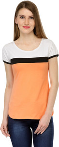 Cation Casual Short Sleeve Solid Women's Orange Top