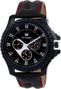 Armado AR-051 Black Chrono Pattern Elegant Modern Corporate Collection Analog Watch  - For Men