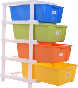 TRUENOW Ventures Pvt. Ltd. Plastic Multipurpose 4-Tier Utility Rack Plastic Wall Shelf