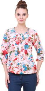 BuyNewTrend Casual 3/4th Sleeve Printed Women's Multicolor Top