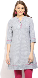 People Casual 3/4th Sleeve Solid Women's Grey Top