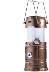 VibeX ® 6 LED Solar/USB Rechargeable Camping Tent Fishing Light Lamp Hiking Brown Plastic Lantern