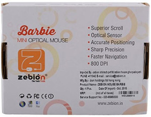 Zebion Barbie Mouse Wired Optical Gaming Mouse