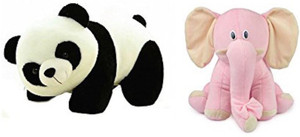 RMA Panda Soft Toy (26 cm) and Pink Sitting Elephant combo - 25 cm