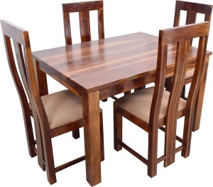 induscraft solid wood 4 seater dining set(finish color - cherry)