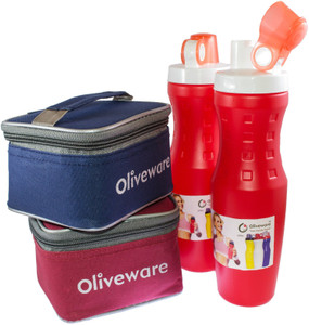 Oliveware 2 Sipper with 2 Lunch box with 4 Containers Lunch Box