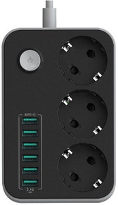 Edfigo 3.4 Amp 6 USB Port/3 Power Socket With Auto ID Technology Multipurpose Mobile Charger