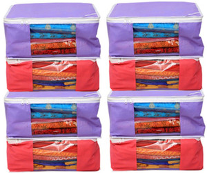 Kuber Industries Designer Non woven Saree cover Bag Set of 8 Pcs /Wardrobe Organiser/Regular Clothes Cover KI19153P45