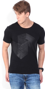 Wrangler Printed Men Round Neck Black T 