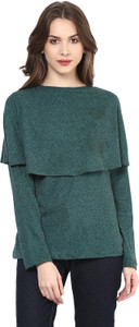 Zimaleto Casual Full Sleeve Solid Women's Green Top
