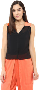 Zimaleto Casual Sleeveless Solid Women's Black Top
