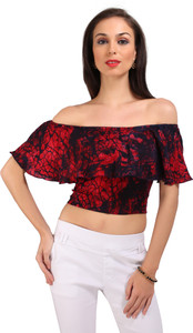 Sanchya Casual Puff Sleeve Graphic Print Women's Multicolor Top