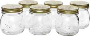 Serenus Homes Preserve Mason Jar for Canning / Storing with Airtight Gold Metal Lid - 300 ml Glass Multi-purpose Storage Container