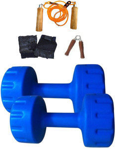 BFIT 2KG HOME GYM SET 2 KG X 2 DUMBBELL BLUE + GYM GLOVES PAIR + SKIPPING ROPE + HAND GRIPPER Adjustable Dumbbell