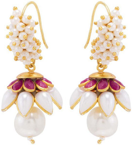 Nia for Voylla Artificial Classic Plain Crystal Brass Dangle Earring
