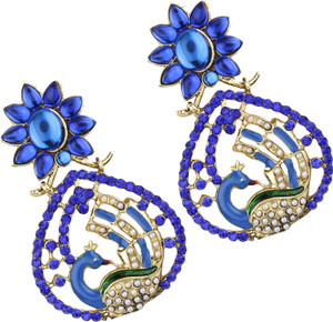 Angel In You Peacock Design Pearl Alloy Chandbali Earring