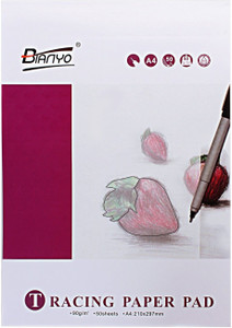Bianyo Translucent 90 GSM Tracing Paper Pad - A4 Size, 50 Sheets Unruled A4 Layout Paper