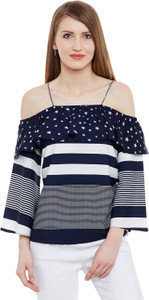 Marc Loire Casual Sleeveless Printed Women's Blue Top