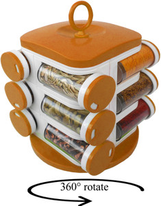 WCSE Rotating Safe 360°C 12 in one Masala Box - 110 ml Plastic Spice Container