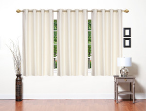 Ville Style Polyester Beige Solid Eyelet Window Curtain152 Cm In Height Pack Of 3
