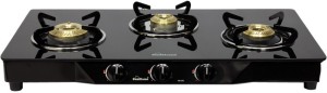 Sunflame Pearl 3 Burner Glass Top Stainless Steel, Glass Manual Gas Stove