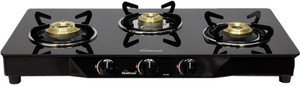Sunflame Pearl 3 Burner Glass Top Stainless Steel, Glass Manual Gas Stove