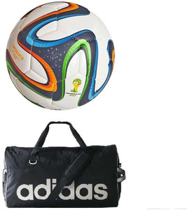 Retail World Brazuca Multicolor Football (Size-5) with Gym Duffle Bag Football Kit