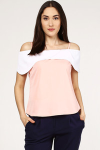 SASSAFRAS Casual Shoulder Strap Solid Women's Orange, White Top