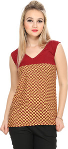 GROB MARCHE Casual Sleeveless Solid Women's Multicolor Top