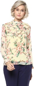 Harpa Casual Full Sleeve Floral Print Women's Yellow Top