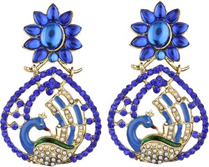 Jewels Guru Peacock Design Pearl Alloy Chandbali Earring