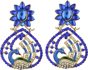 Jewels Guru Peacock Design Pearl Alloy Chandbali Earring
