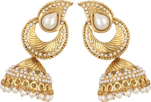 Jewels Guru diva style Pearl Alloy Jhumki Earring