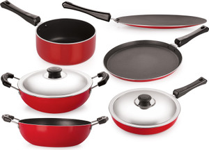 NIRLON Aluminium Combo 6 Piece Cookware Set Tawa, Pan, Pan Set