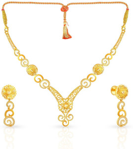 MALABAR GOLD DIAMONDS Yellow Gold Malabar 22kt NA Earring Necklace Set Price in India Buy MALABAR GOLD DIAMONDS Yellow Gold Malabar 22kt NA Earring Necklace Set online