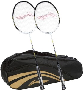 li-ning xp smash 808 2pc + 1 pc 2 in 1 thermal double belt bag color black combo multicolor strung badminton racquet(pack of: 3, 85 g)