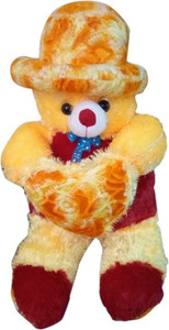 Smartoys 3 Feet Red Yellow Teddy Bear with Cap - 90 cm