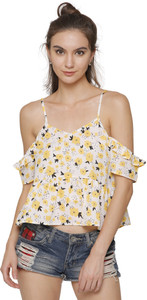 Marzeni Casual Cap Sleeve Floral Print Women's Multicolor Top