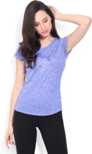 puma casual half sleeve printed women blue top