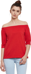 Miss Chase Casual 3/4th Sleeve Solid Women's Red Top
