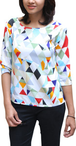 monic wears Party 3/4th Sleeve Printed Women's Multicolor Top