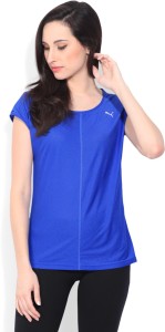 puma casual half sleeve printed women blue top
