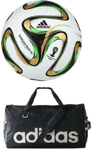 Retail World Brazuca Rio Football (Size-5) with Gym Duffle Bag Football Kit