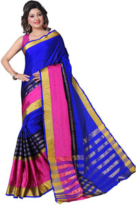 Dream Beauty Fashion Striped Bollywood Cotton Saree