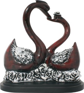 art n hub duck love couple bird figurine home interior décor statue gift (h-29 cm) decorative showpiece  -  29 cm(earthenware, silver)