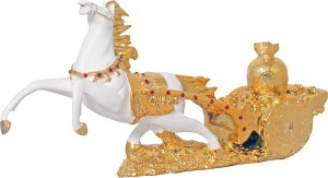 art n hub fengshui victory horse / pet animal statue home decor gift item(h-22 cm) decorative showpiece  -  22 cm(earthenware, gold)