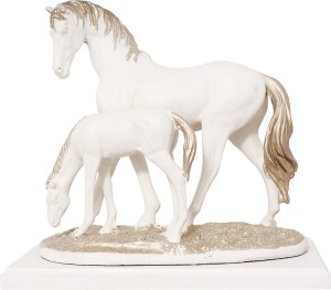 art n hub fengshui horse couple pet animal statue home interior gift item(h-29 cm) decorative showpiece  -  29 cm(earthenware, silver)