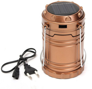 VibeX ™ Camping Solar Rechargeable LED Camp Light & Handheld Flashlight Brown Plastic Lantern